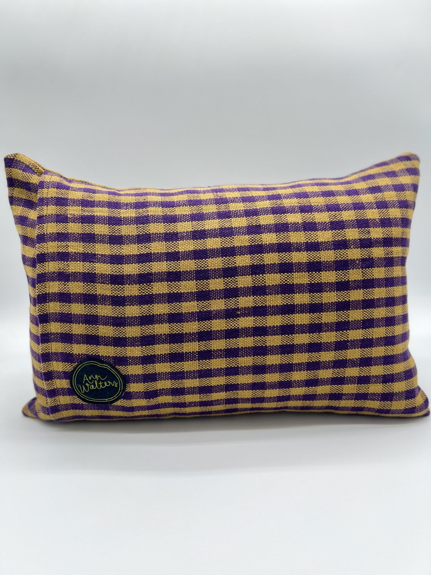 Purple Gingham Pillow - Fishtail Purple Font